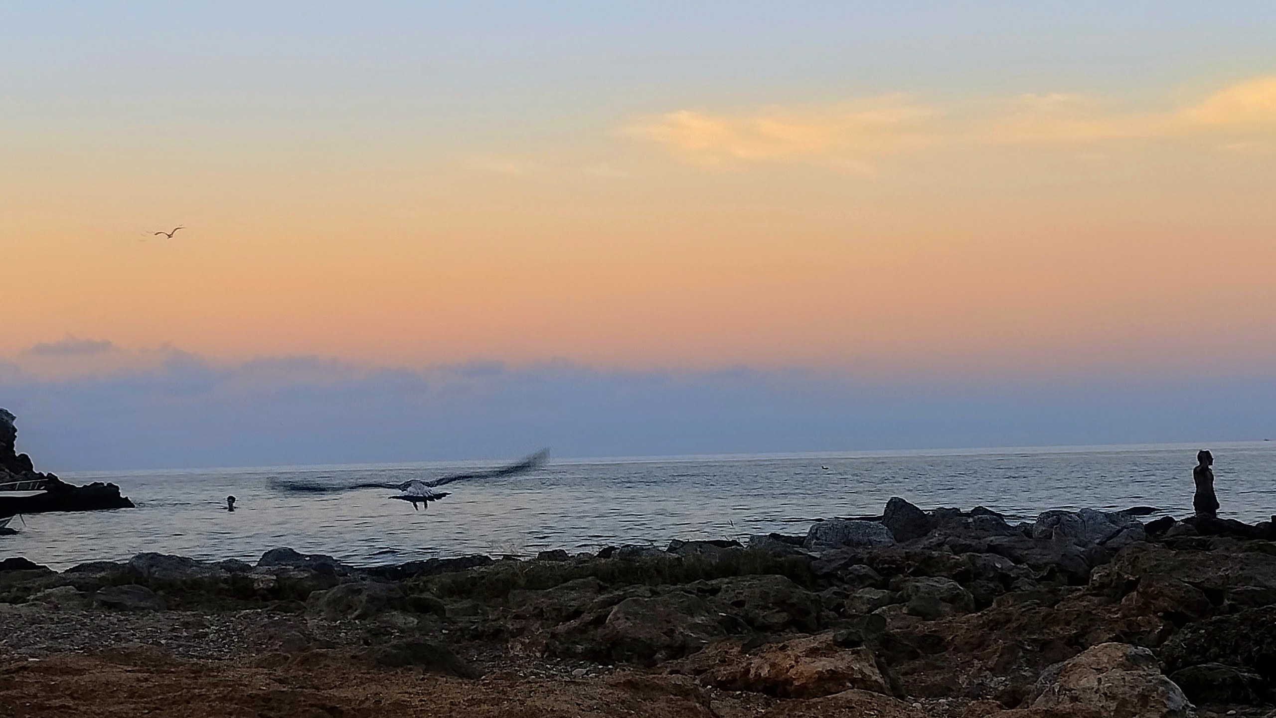 Tramonto sul mare della costa di Bagheria, Sicilia